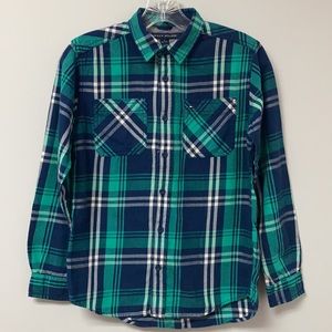 Tommy Hilfiger collared button down plaid flannel Shirt Size M (12/14)